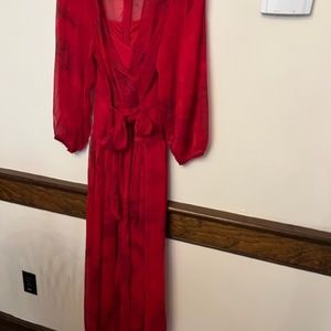 This season Calvin Klein 10 sheer fully lined dress in red floral pattern